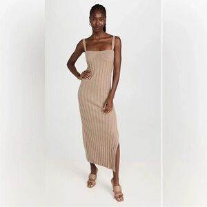 Something Navy Tan Ribbed Corset Dress Size Small